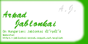 arpad jablonkai business card